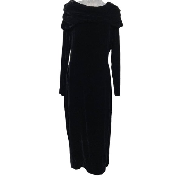Velvety long black maxi goth look dress size 10 - Picture 1 of 6